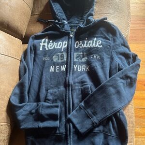 Aéropostale Navy Zip-Up Hoodie - New York Logo men’s small